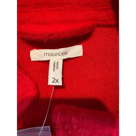 Maurices Women’s Plus Size 2X Red Wool Blend Coat Jacket NWT Style Number 213809 - Picture 10 of 11
